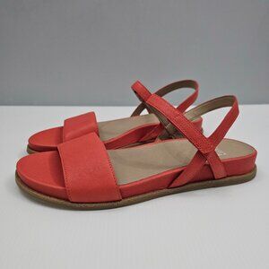NEW Eileen Fisher Demo Flat Sandal Womens 8 Red Leather Ankle Strap Minimalist